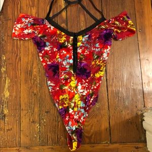 UO/Out From Under Velvet Floral Bodysuit